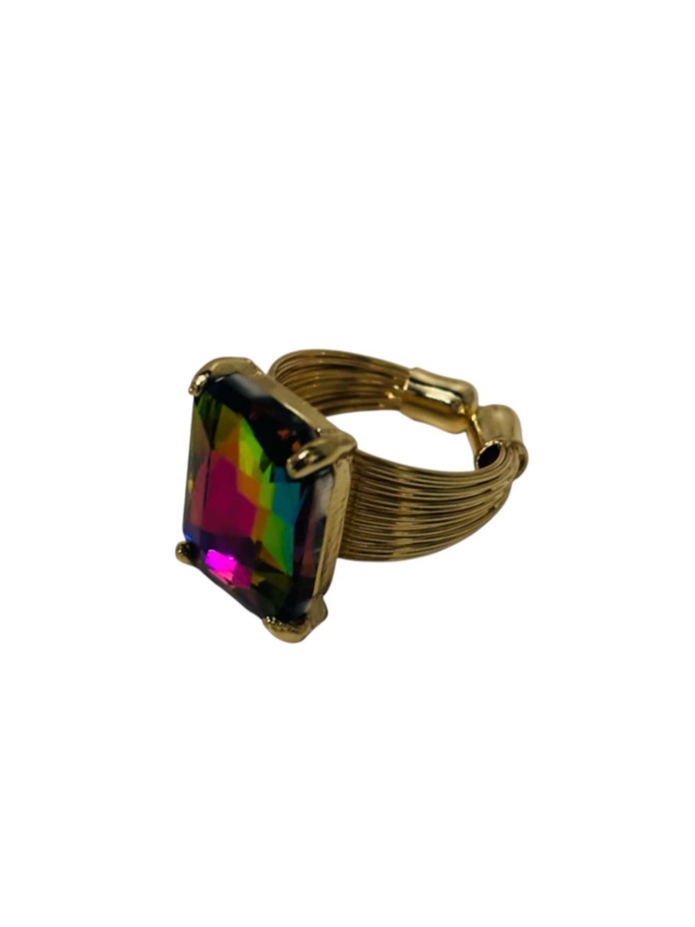Volcano Gold Square Glass Ring